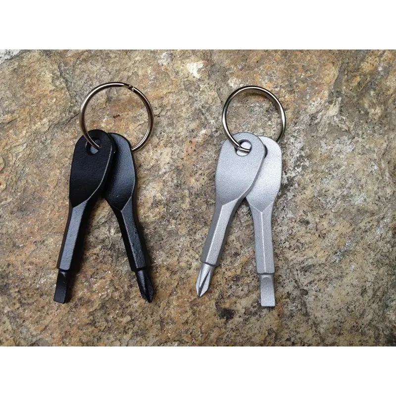Stainless Steel Key-Shaped Compact Metal Body Keychain, Durable Multi-Tool with Mini Phillips & Slotted Screwdrivers, Lightweight 60*16mm Portable EDC Gear, Compact Keychains, Metal Body Keychains