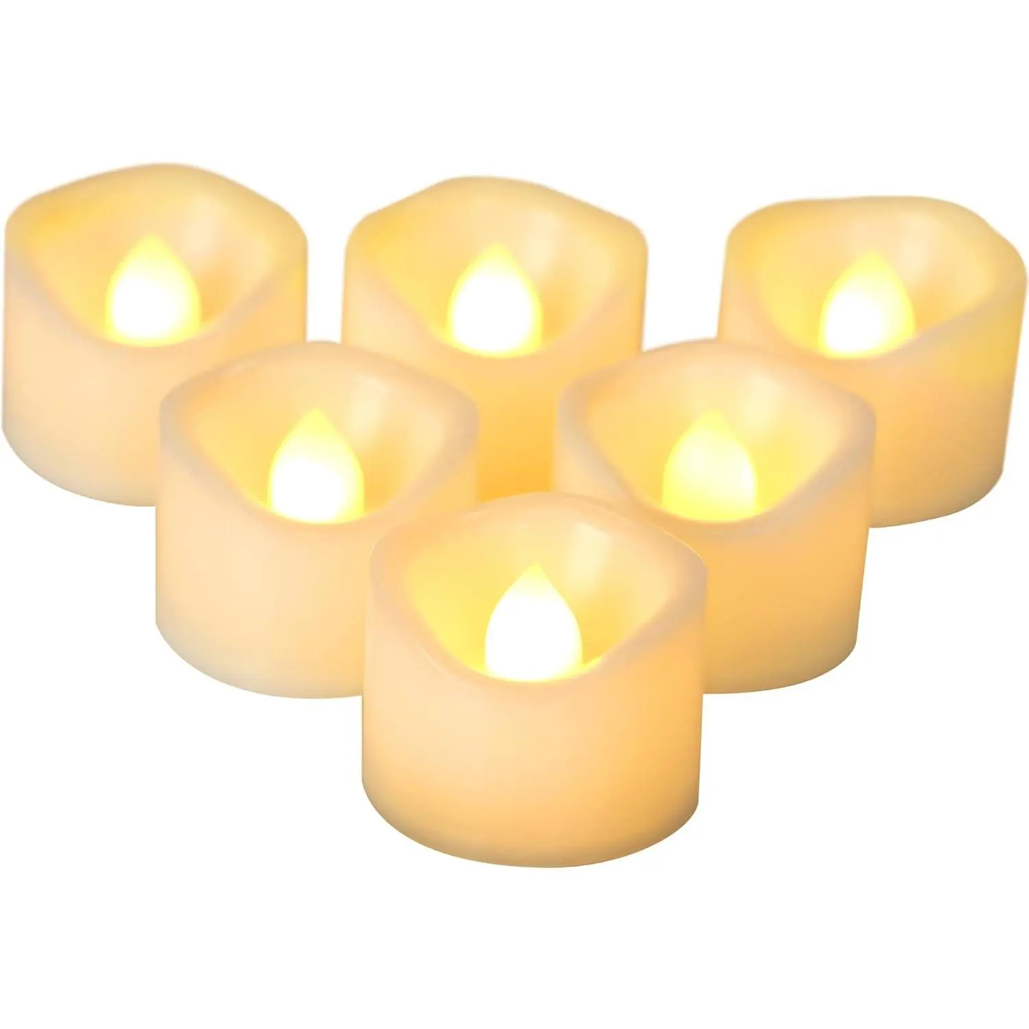 Operated Flameless  Lights Small Bright Flickering LED Electric  Votive Tealight s Halloween Pumpkin Lights Wedding Christmas Decorations Table Centerpieces 6 count