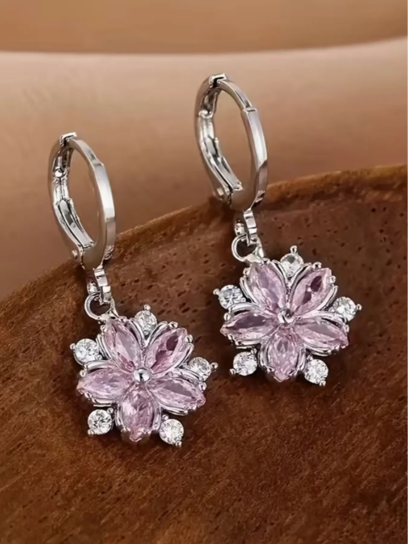 1 Pair Elegant Cherry Blossom Design Earrings, Minimalist Style Daily Wear Jewelry, Perfect Gift for Graduation and Valentine's Day