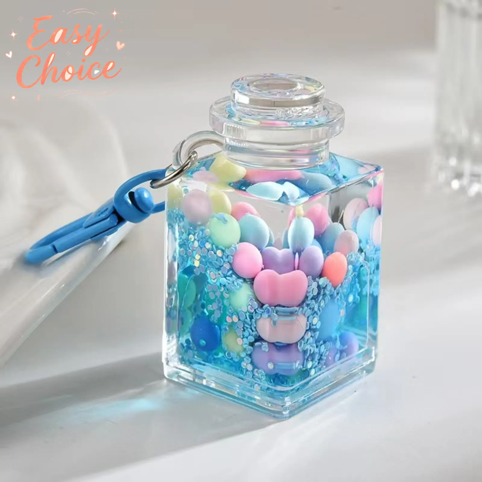 Creative Acrylic Liquid Quicksand Bottle Keychain Charms, Oil Floating Color Bead Mini Pendant, Cute Backpack Handbag Decor Accessory Daily Car Key Ornament Gift
