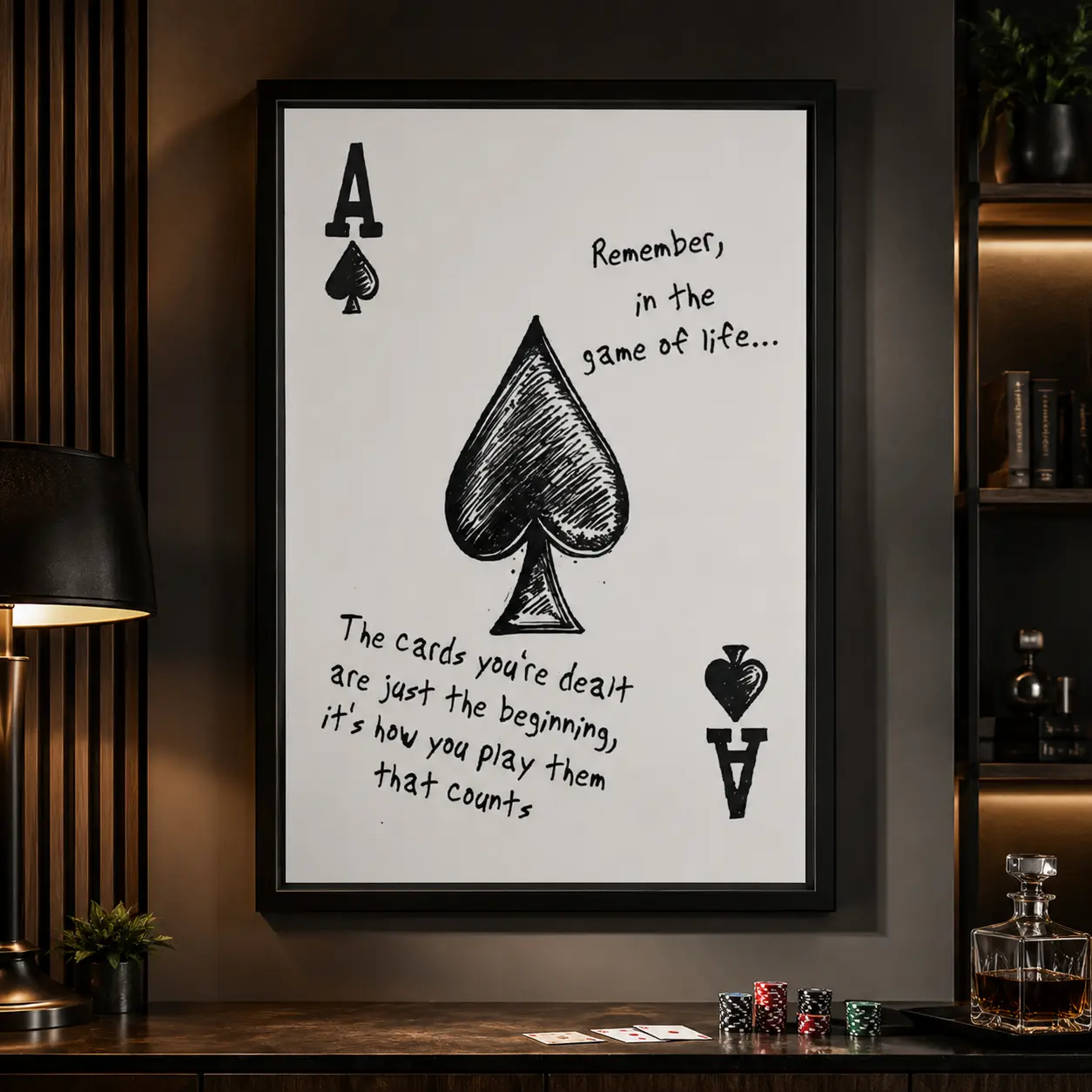Ace of Spades Motivational Wall Art – Inspirational Mental Health Decor, Home Gift, Canvas Wall Art, Canvas Prints, Framed Canvas, Unframed Canvas, Inspirational Poster, Motivational Poster, Room Wall Decor, Bedroom Decor, Office Decor, Gift Idea, Decor