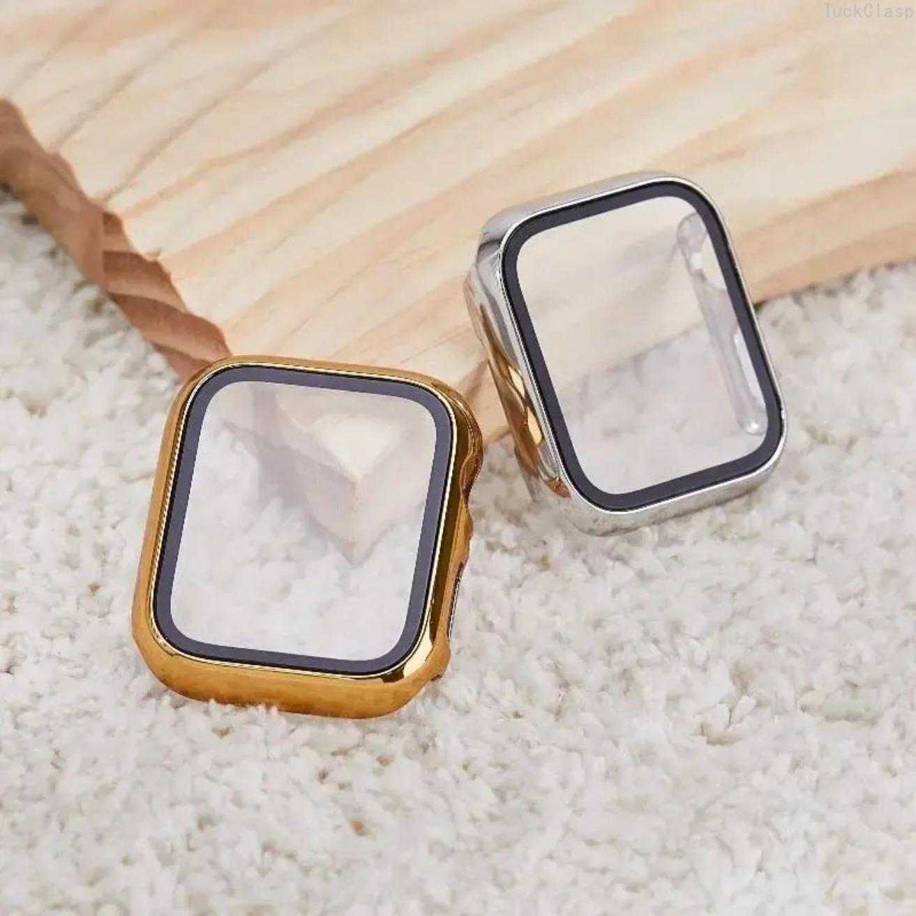 2026 New Apple Watch PC Case with Screen Protector, Slim Protective Cover for 40–49mm, Gold & Silver, Lightweight Durable Protection for Everyday & Spring Wear