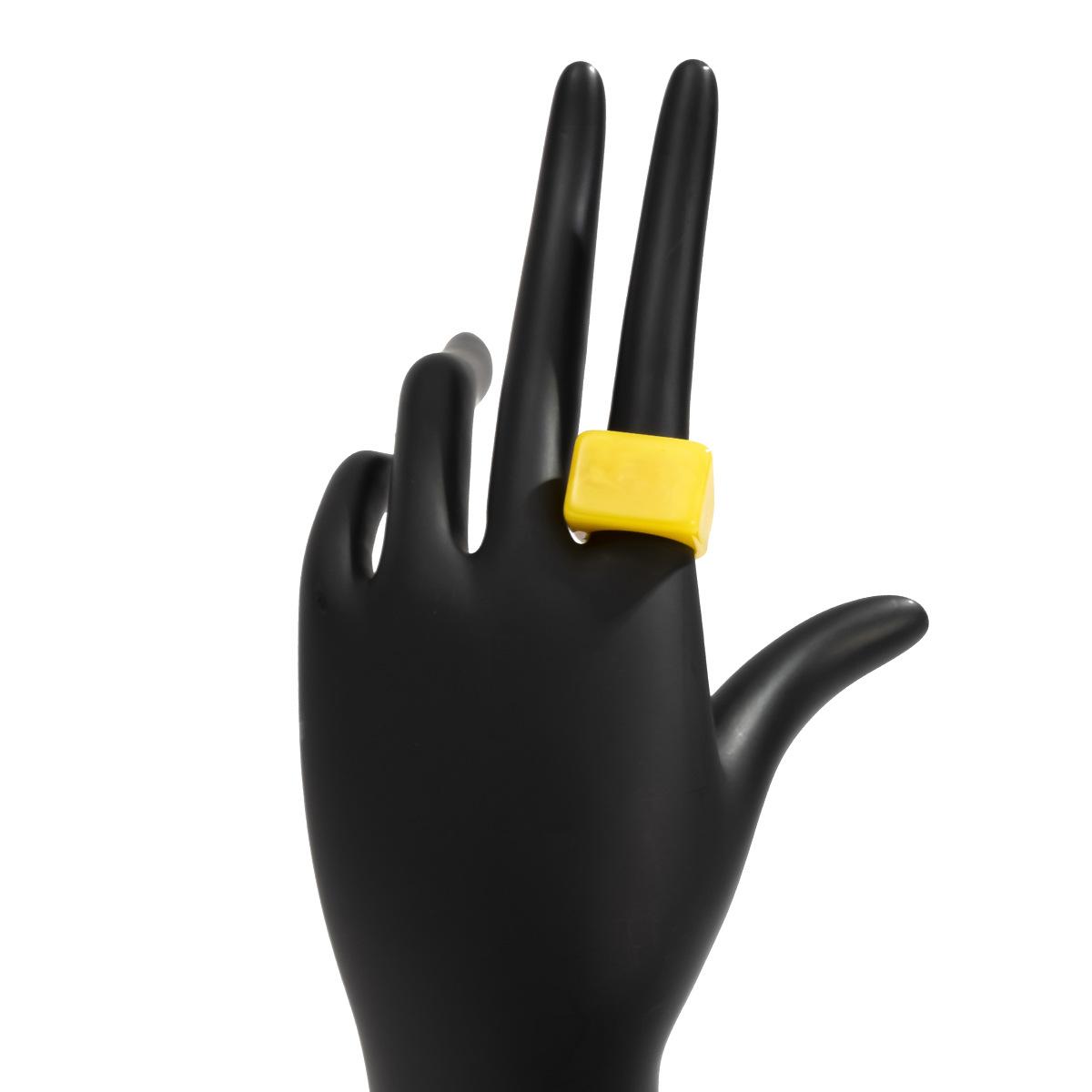 Trendy Colorful Acrylic Plain Ring Geometric Square Wide Resin Band Fashion Minimalist Jewelry for Women Men