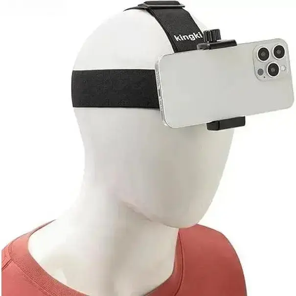 Hands-Free Head Strap Mount for First Person POV Vlog, Adjustable Metal Mobile Phone Holder with Anti-Slip Surface, Accessories for Outdoor Live ShootingLumina