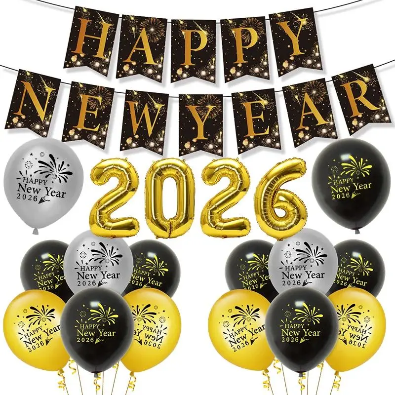 2026 New Year Decorative Balloons Set 16Inch Number Latex Balloons Festival Party Supplies Photo Prop Merry Christmas Decoration
