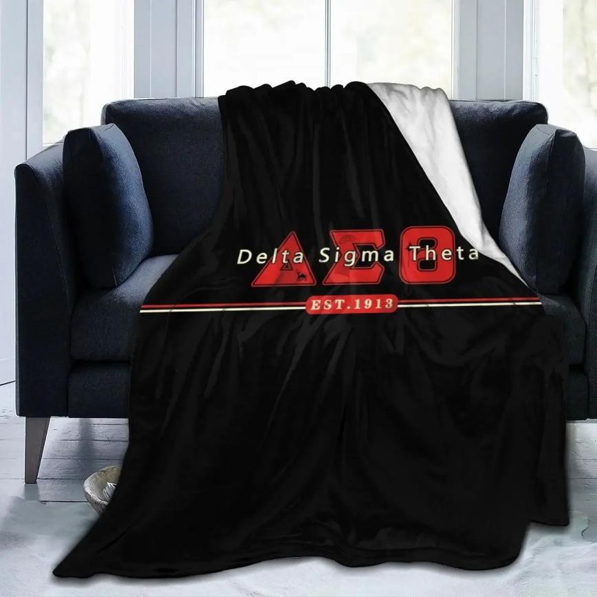 Delta Sigma Theta DST Sorority Blanket Ultra Soft Flannel Fleece Cozy Warm 3D Print Bedroom Couch Sofa Throw Bedding Tapestry Decor Decorative Throw Perfect Birthday Gift Christmas Gift for Sorority Members Viral Trending Greek Letter Aesthetic Style