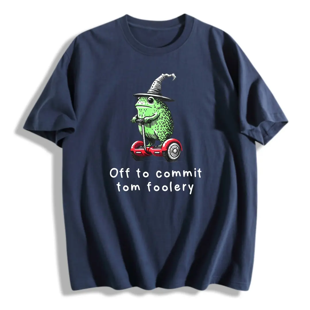 Funny Cartoon Frog Witch On Scooter Men's T-Shirt Off To Commit Tom Foolery Graphic Tee Casual Summer Streetwear Gift For Friends,100% Cotton Unisex Oversized  Tshirt (S-5XL)