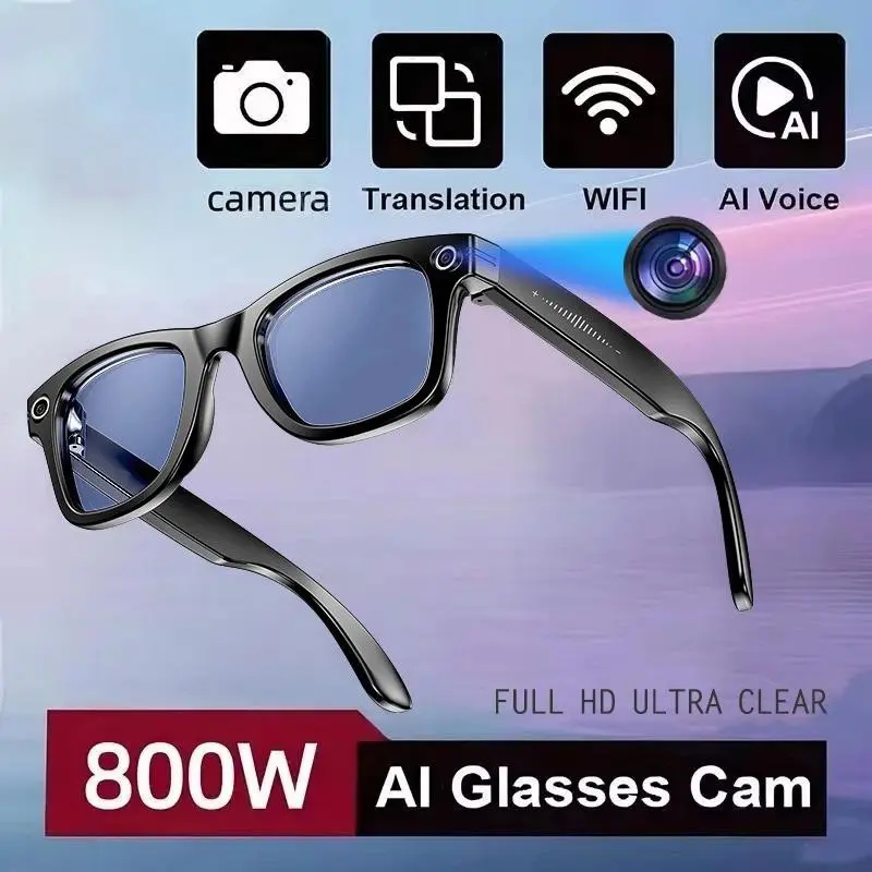 Smart AI Camera Glasses with 8MP Photochromic Lenses, Button Touch Adjustment for Travel Outdoor Adventures Hands-Free Photography Languages Real-Time Translation Bluetooth Wireless Wearable Video Recording Vlog, Smart Glass Eyewear