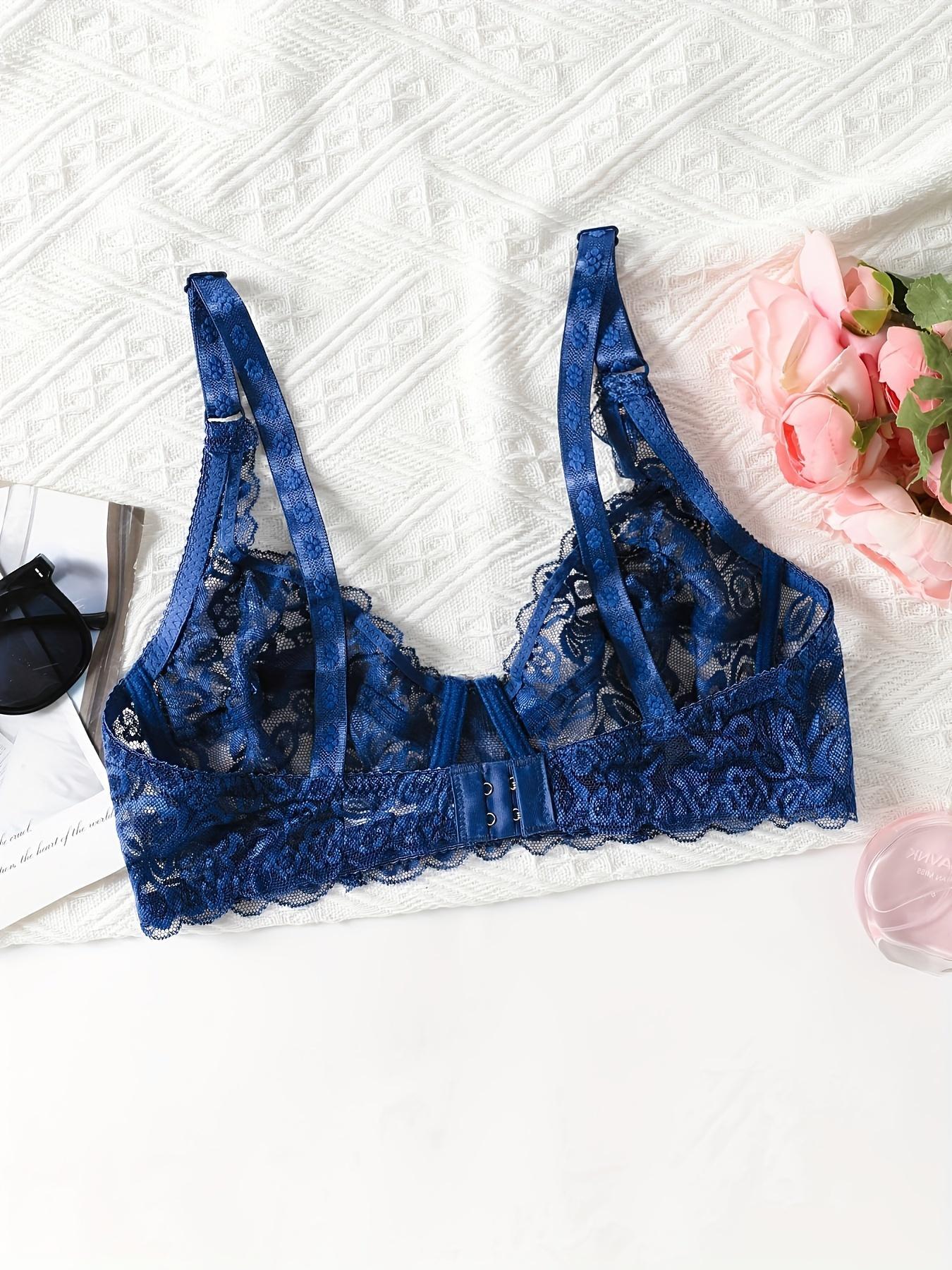 Women's Plain Contrast Floral Lace Push Up Bra, Adjustable Strap Sheer Bra, Soft Comfy Breathable Lingerie for All Seasons Women's Plain Contrast Floral Lace Push Up Bra, Adjustable Strap Sheer Bra, Soft Comfy Breathable Lingerie for All Seasons
