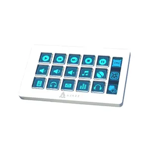 AJAZZ AKP153E wired controller keyboard, Keyboard with screen, 15 key LCD button mini visual streaming customizable side screen real-time display one click open integrated live console desktop live assistant anchor helper suitable for live content creat