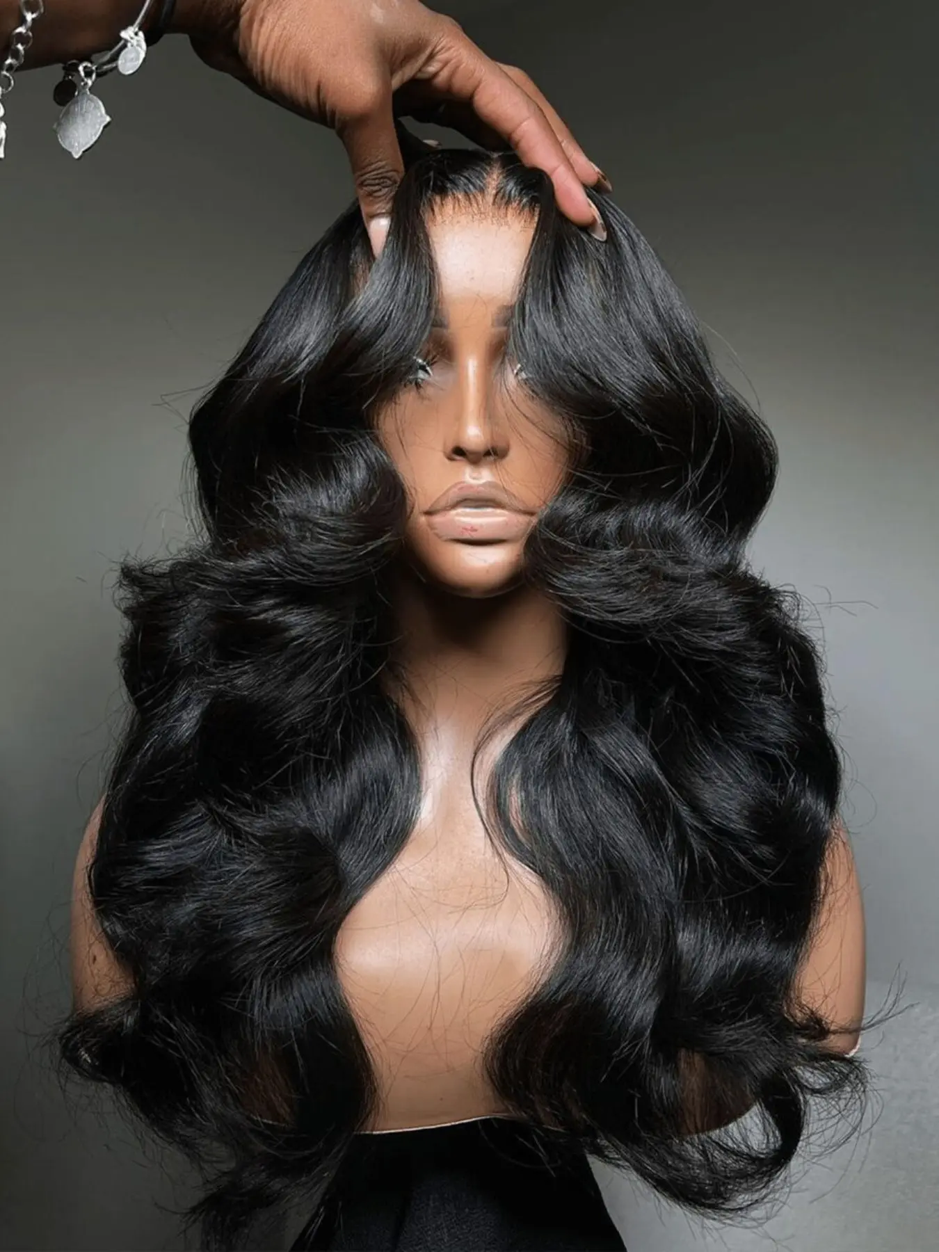 13x4 Lace Front Wig Pre Plucked With Baby Hair Widow's Peak HD Lace Frontal Wig Synthetic Hair 200% Density Body Wave Glueless Wig for Women Natural Black Glueless Lace Wigs