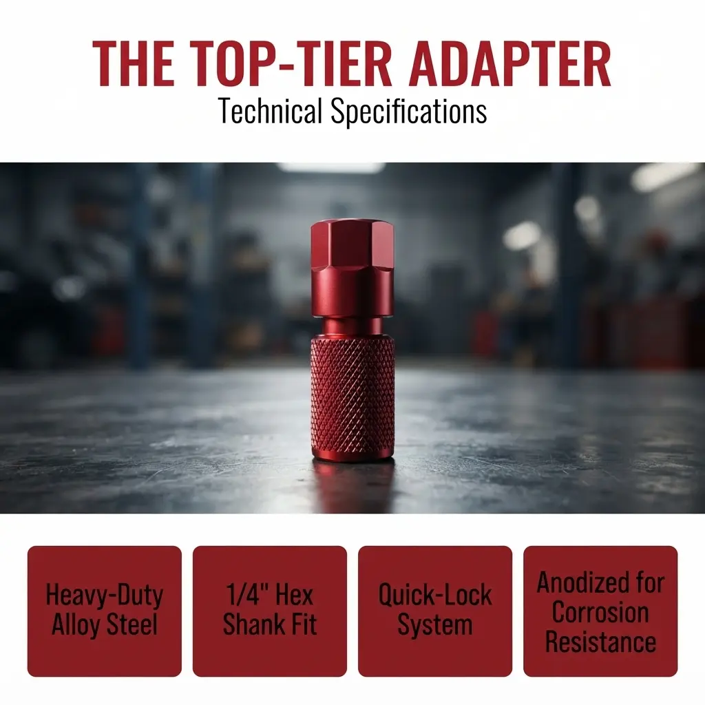 Pop‑Up Quick Release Angle Grinder Adapter| M10 to 6.35mm 1/4" Hex Shank Self‑Locking Drill Converter