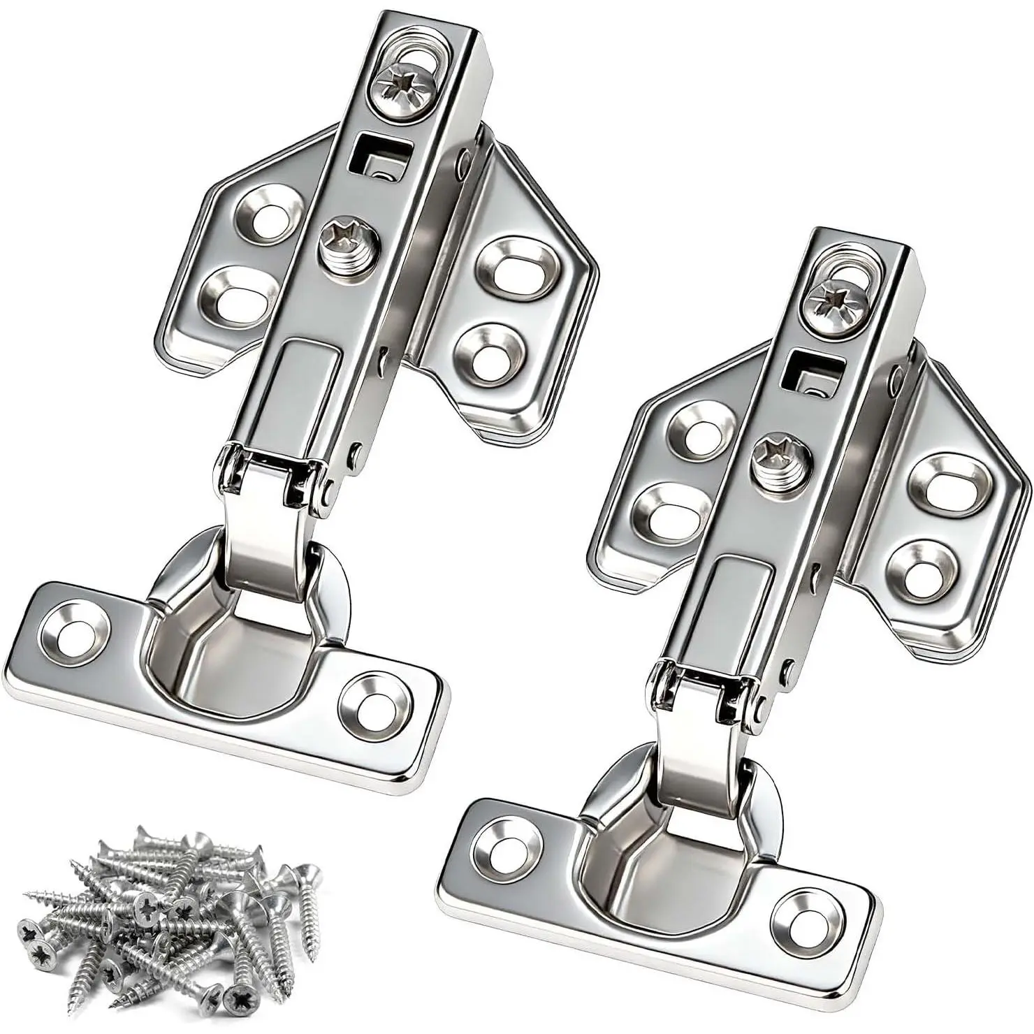 2 Pack 1-1/32''(26mm) Half Overlay Frameless Cabinet Hinge Soft Close 90-105  Kitchen Door Hinge Concealed Kitchen Cupboard Hinges Cupboard Door Hinges with Screws