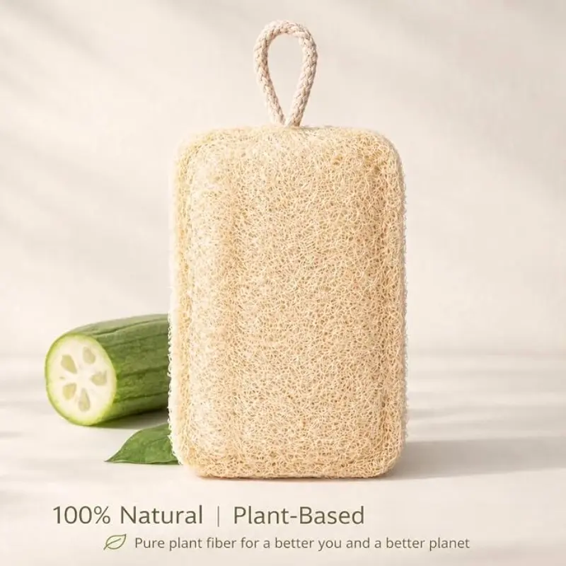 10-Pack Natural Loofah Dish Sponge, Kitchen Cleaning Sponge with Hook, Exfoliating Body Scrub Sponge, Travel Loofah Sponge, Bath Sponge