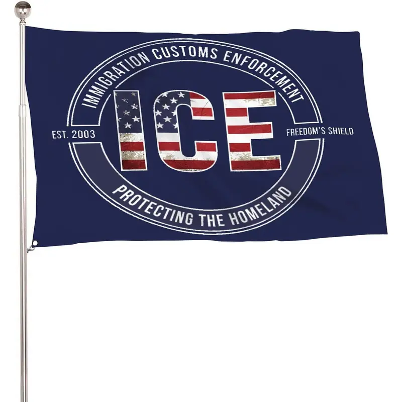 Stand With ICES 35x59 Inch Flag - US Immigration and Customs Enforcement Support Banner, Heavy Duty Polyester Fade Resistant for Outdoor Patriotic Display | Defend Our Borders Homeland Security Flag ICE Flag