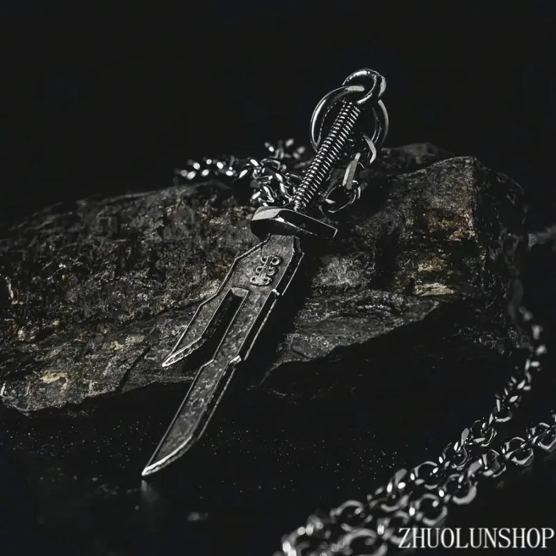 Men's Jewelry Double Sided Sword Pendant Clavicle Chain - Vintage Gothic Edgy Stainless Steel Charm, Durable Accessory Adults, Unique Unisex Daily Wear Statement Costume Jewelry, Cool Guy Gifts