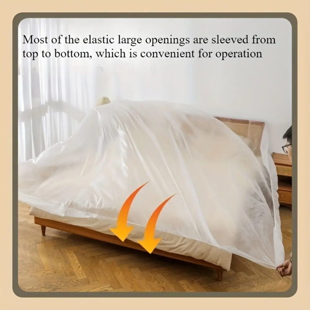 4-Piece Thick Furniture Protection Set, Includes Bed Cover, Mattress Protector, Extra Large Disposable Sofa Cover, Elastic Dustproof Drawstring, Plastic Film Material, Furniture Covers