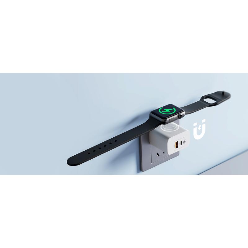 Watch Charger, Magnetic Wireless Charging Block with PD 23W USB-C Fast Charger, 3-in-1 Dual Port for Watch Series Ultra/SE/9/8/7/6, Phone 16/15/Pro Max,iPad Pro/Air, White