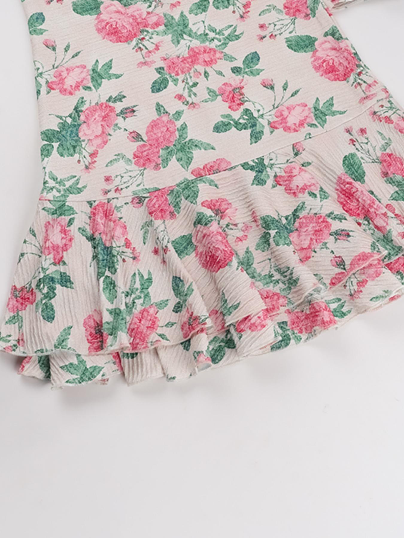 Styles by Faith Howard Women's Floral Print Ruffle Hem Bodycon Dress, Elegant Mock Neck Long Sleeve Gown for Party Holiday Wedding Guest, Ladies Fall & Winter Clothes, Elegant Dresses