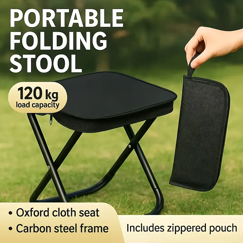 1pc Portable Folding Pencil Stool Outdoor, Small Folding Stool Camping and Fishing, Durable Frame, Compact & Lightweight |   Outdoor Camping, Picnics, Beach, Trips, Camping Accessories,
