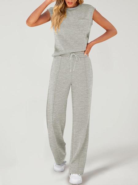 2 Piece Women's Sleeveless Casual Sports Set, Fashionable Wide Leg Athletic, Stylish Sportswear for Comfort, Athleisure Wear Set