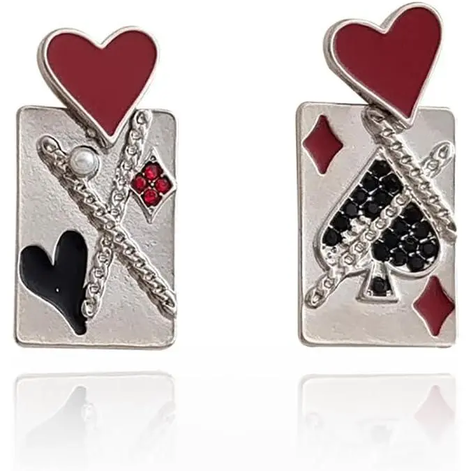 Asymmetric  Dangle Drop Earrings, Cute   of Heart Club Earrings, Personalized Accessories  Gifts for Women