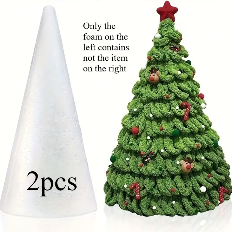 2 Large Foam Cones, Multifunctional for Christmas Tree, Holiday Decor, Display Items, Paintable, Lightweight, Essential for Crafts, Weddings