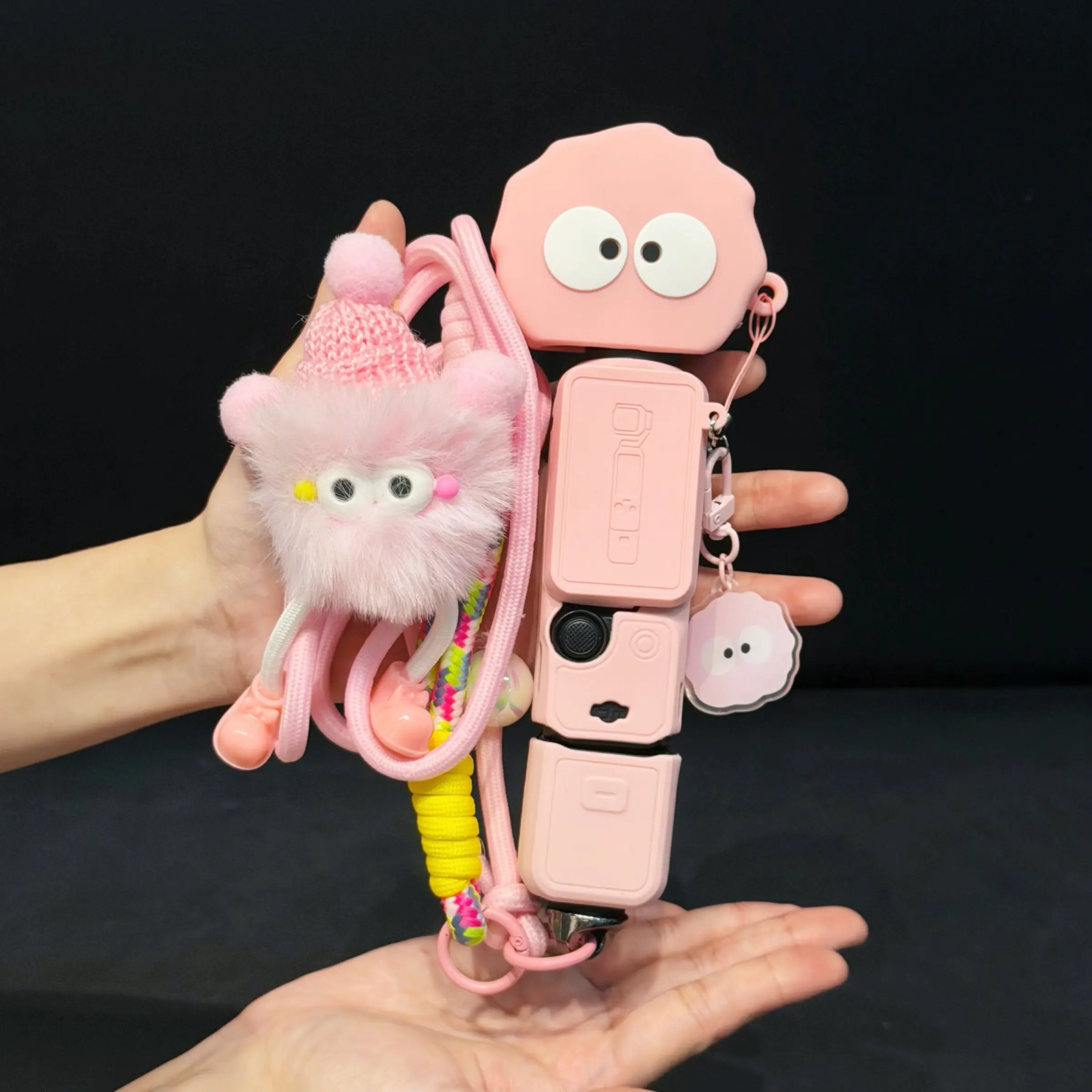 Luxury Cute Cartoon Handmade DIY Silicone Camera Case, Durable, Full Protection for Dji Pocket3, Ultra-Thin Soft Gel, Portable with Lanyard