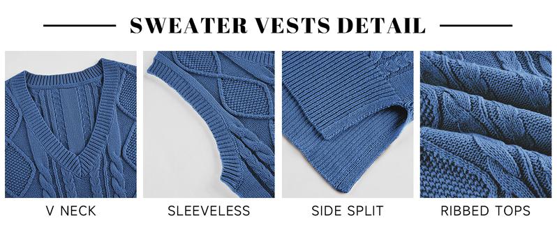 Sweater Vest for Women V Neck Sleeveless Knit Solid Casual Ribbed Preppy Pullover Tops