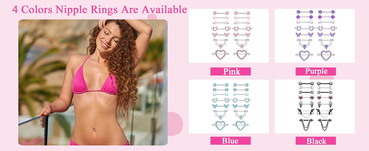 Fansilver 14G Nipple Rings for Women Surgical Steel Nipple Piercing CZ Heart Butterfly Barbell Cute Nipple Body Piercing Jewelry for Sensitive Skin Fansilver 14G Nipple Rings for Women Surgical Steel Nipple Piercing CZ Heart Butterfly Barbell Cute Nipple Body Piercing Jewelry for Sensitive Skin