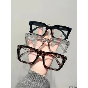 Square Shape Multi Style Eyeglass Frames Offered In Leopard Print Solid Clear Tones Lightweight Smooth Plastic Frame Unisex For Men Women Daily Outdoor Casual Activity Simple Versatile Decorative Eyewear Accessory