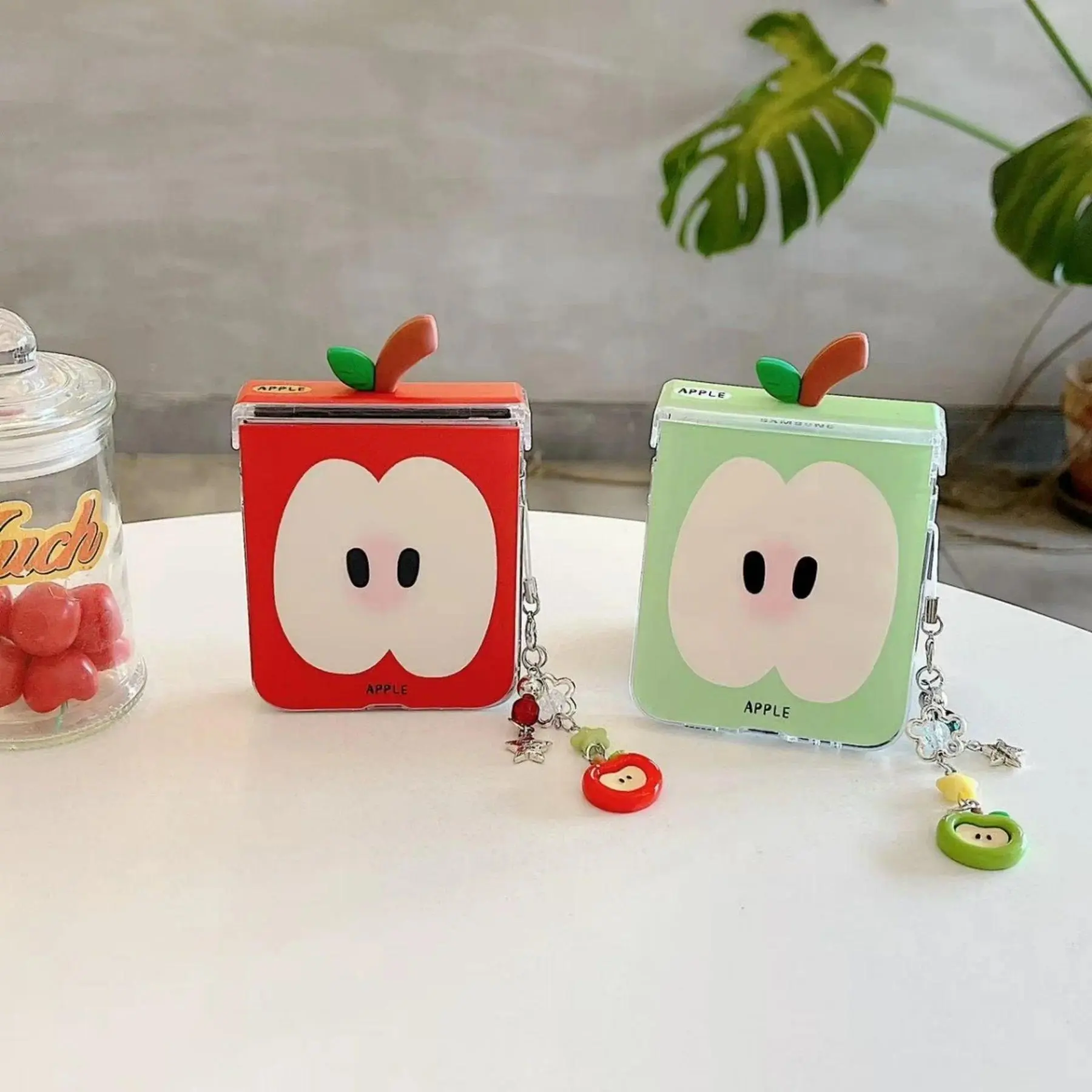 Cute Creative 3D Fruit Petiole Pendant  for Samsung Galaxy Z Flip8 7 6 5 for Xiaomi MixFlip2 Mixflip OPPO Find N3 Flip Cover unique design drop-proof phone