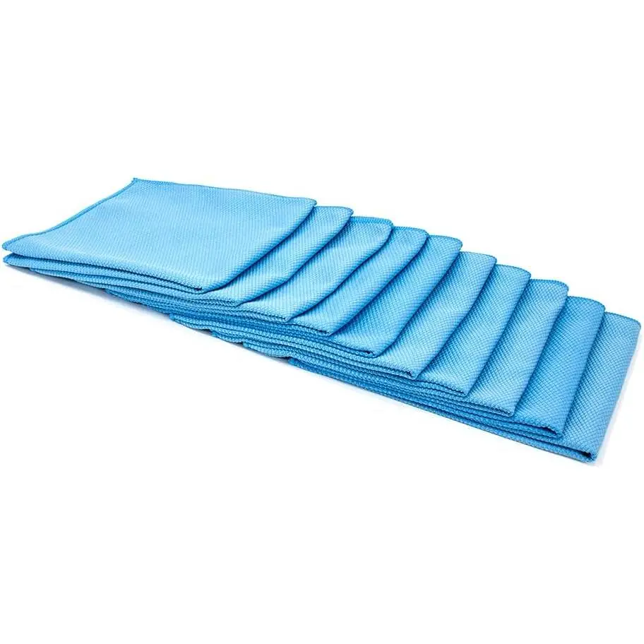 [ Glass] Microfiber Window and Chrome Microfiber Towel (16"x16") Blue - 10 Pack | Streak-Free, Lint-Free Glass Cleaning