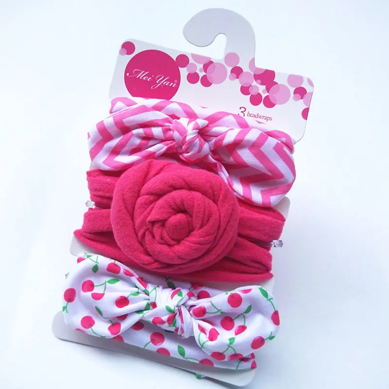 3-Pack Synthetic Girl's Bunny Ears Headband Set, Knotted Snail Hair Accessories, Prop 65 Safe Infant Headwraps for Toddlers