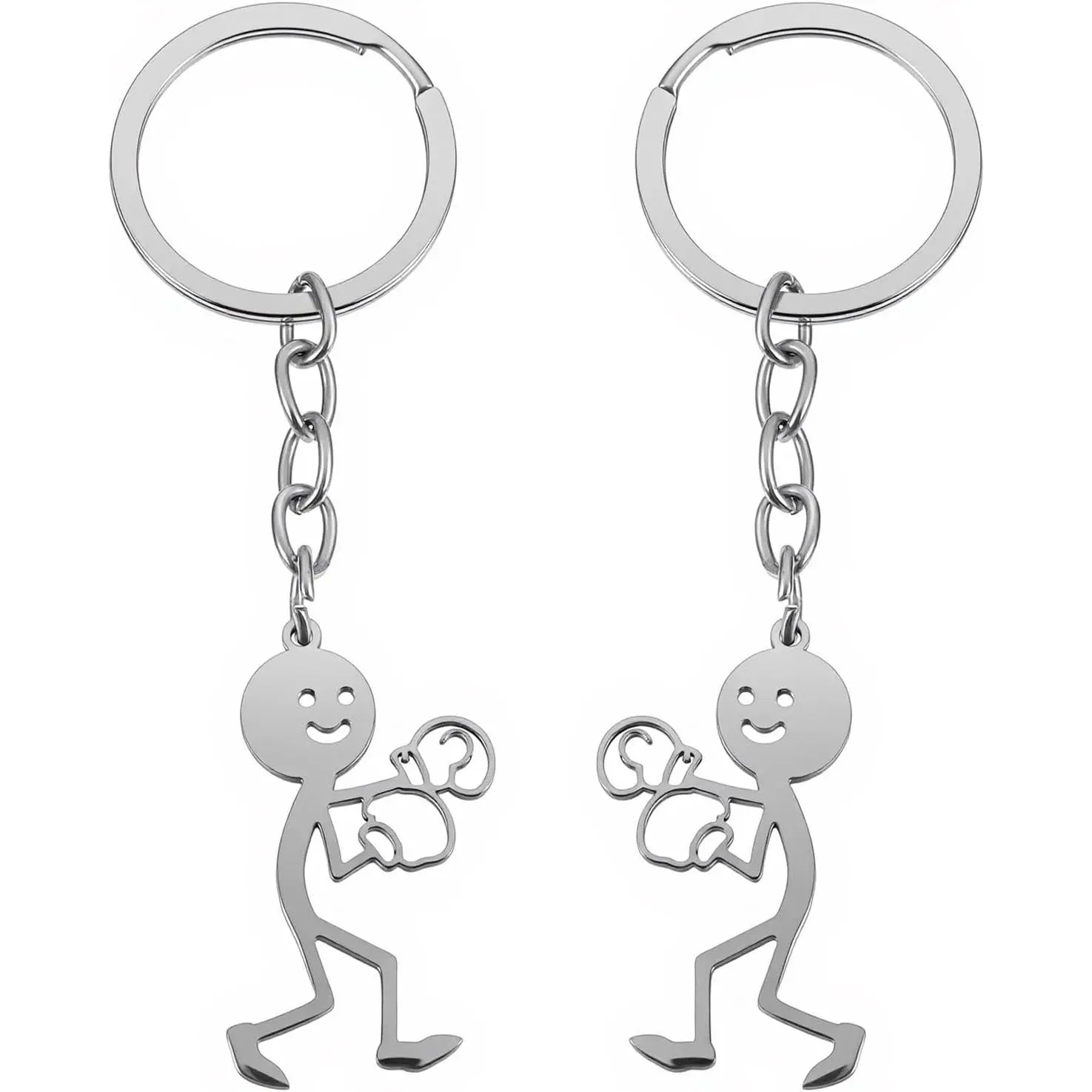 2 count Funny , Keyring,Stainless Steel Boxing Fun Keychains for Men,Matching ,Cool Gifts for Women,Personalized Distance Friendship Gifts for