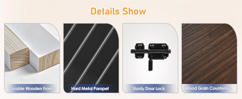 31.5" Wooden Dog Crate Furniture - Foldable Indoor Kennel with 360 °   Rotating Feeder |   Multi-Functional End Table for Small & Medium Dogs |   Portable Pet Cage with Removable Tray & Easy Assembly