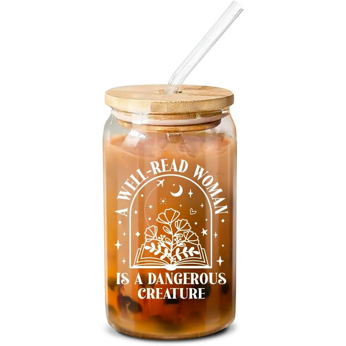 Gifts For Book Lovers -  For Women - Book Themed Gifts for Readers, Librarians, Bookaholics - Birthday Present For Women, Her,   – 16 Oz Coffee Glass