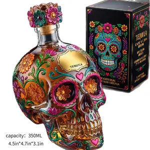 Skull-shaped whiskey bottle, creative high borosilicate decanter, collectible whiskey container
