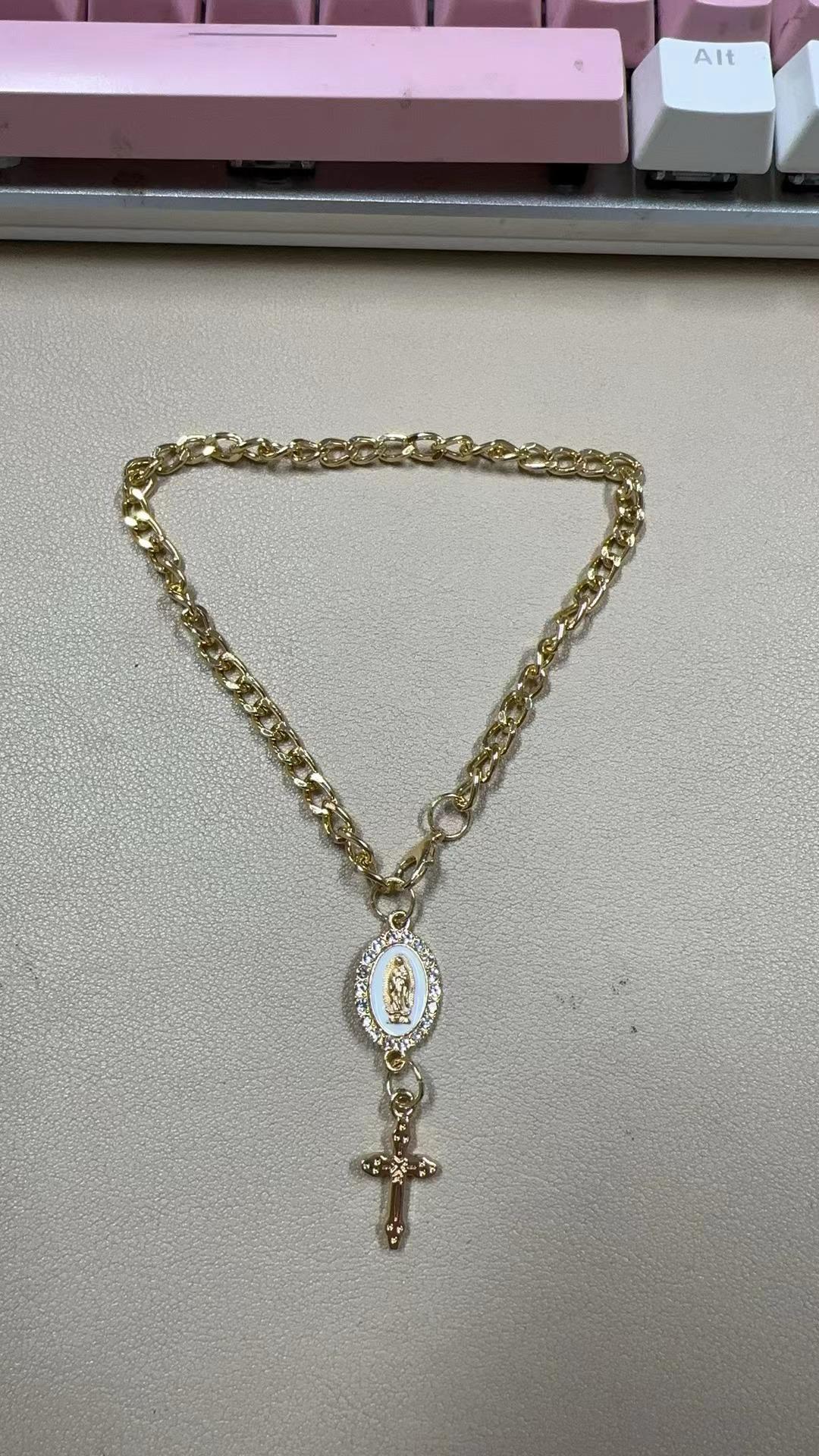 Retro cross with diamond inlay pendant for car steering wheel protection accessory