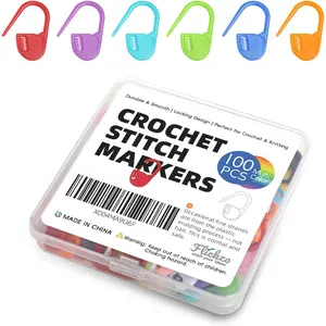 100 count Crochet  Markers by  - Locking  Markers with Storage Case, Plastic Safety Pins for Knitting & Crochet, Colorful Yarn Accessories for Crochet Tools & Supplies