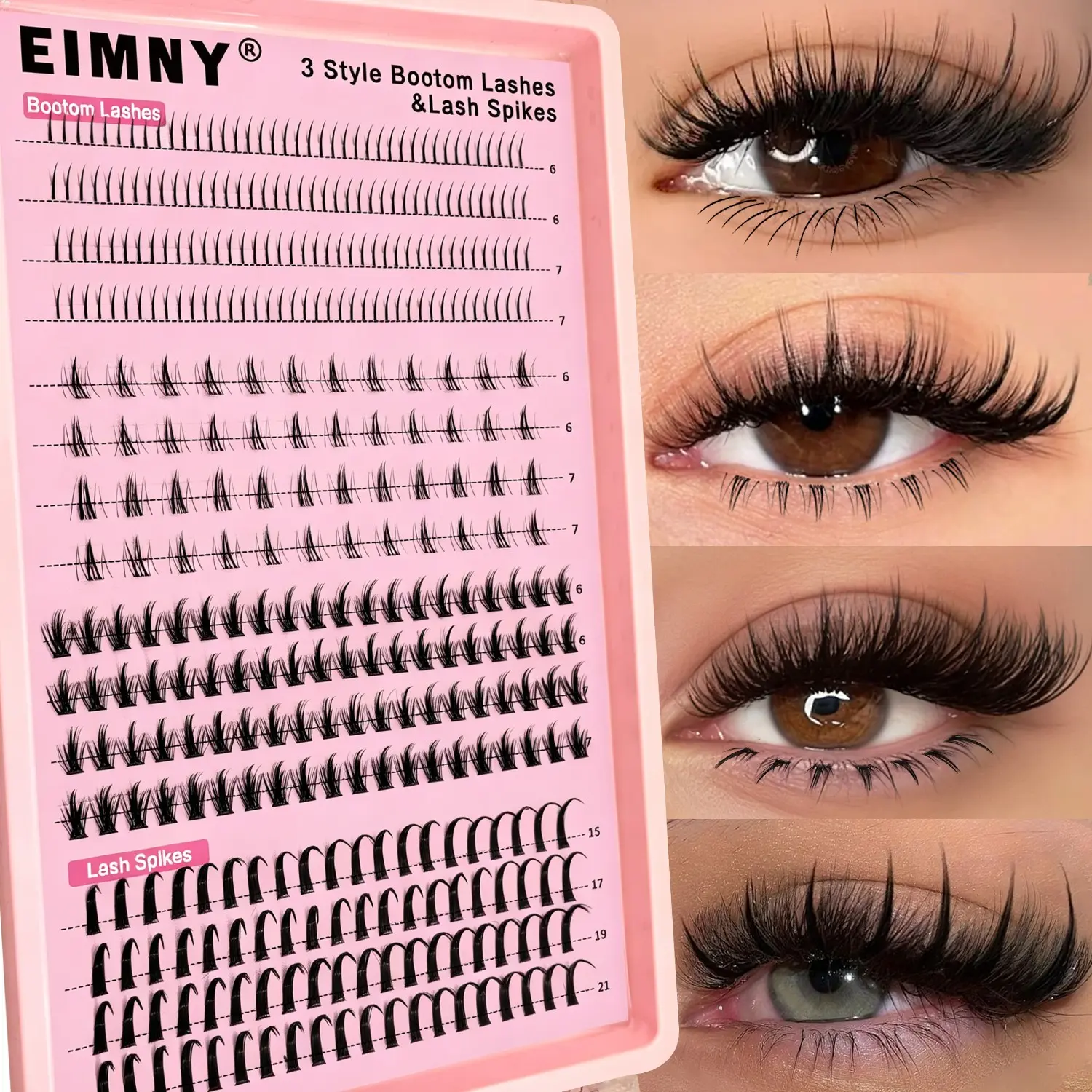 368Pcs 4 Styles Spiky Manga & Natural Bottom Eyelashes Clusters, Natural Wispy Bottom Lash Clusters and Spiky Manga Lashes with Bond & Seal, Tweezers, Easy to Apply, Soft Reusable Individual Fake Eyelash Extensions for Daily Party Cosplay Eye Makeup