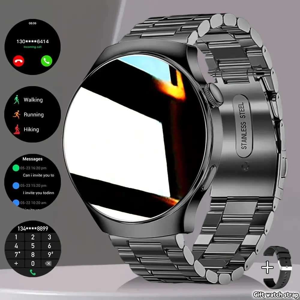 Men's Outdoor Smart Watch, Wireless Calling/messaging, 1.5 Inch Screen, Multiple Sports Modes, Step Counter, USB Charging, Silicone Band
