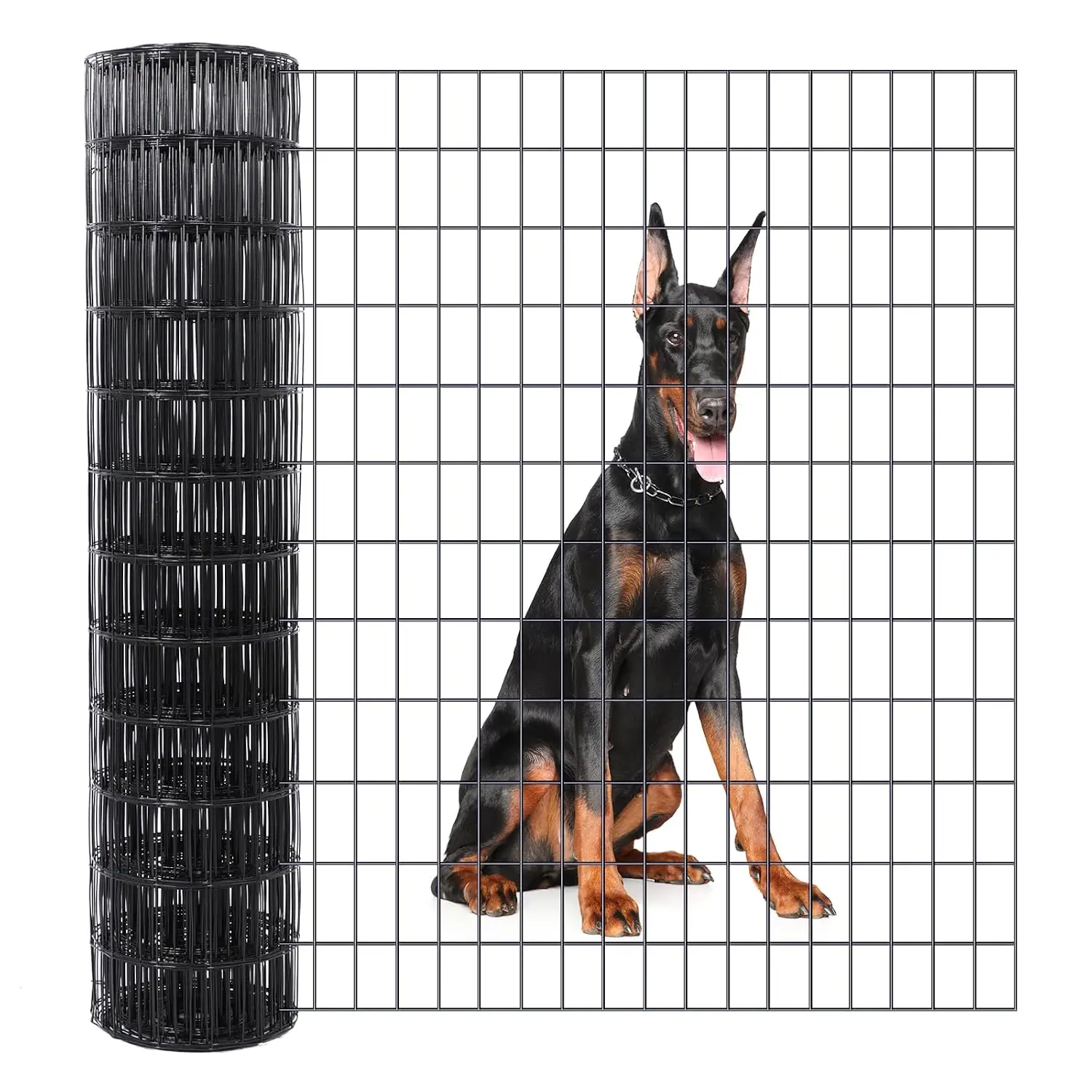 Black PVC Coated Welded Wire Fence, Welded Wire Fence, 3ft×50ft PVC Wire Fencing for Dog, 2 Inch X 3 Inch 16GA, Garden Border Fencing Roll Vinyl Coating Metal Wire Mesh