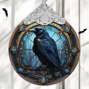 Christmas Ornament, Stained Glass Ornament, Christmas Decorations for Tree, Holiday Ornament, Unique Gift Idea - Crow in The Dark