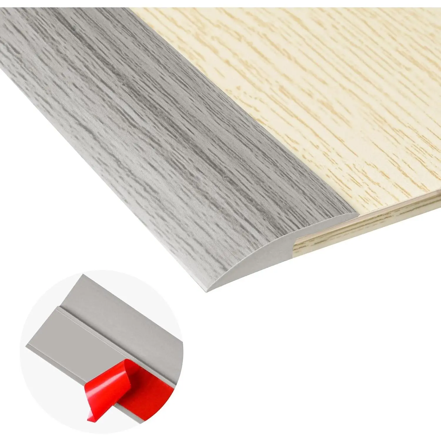 10Ft Carpet Floor Transition Strip, Self Adhesive Floor Edging Trim Strip, PVC Threshold Cover for Doorway, Floor Divider Strip Suitable for Threshold Height Less Than 5 mm - Gray