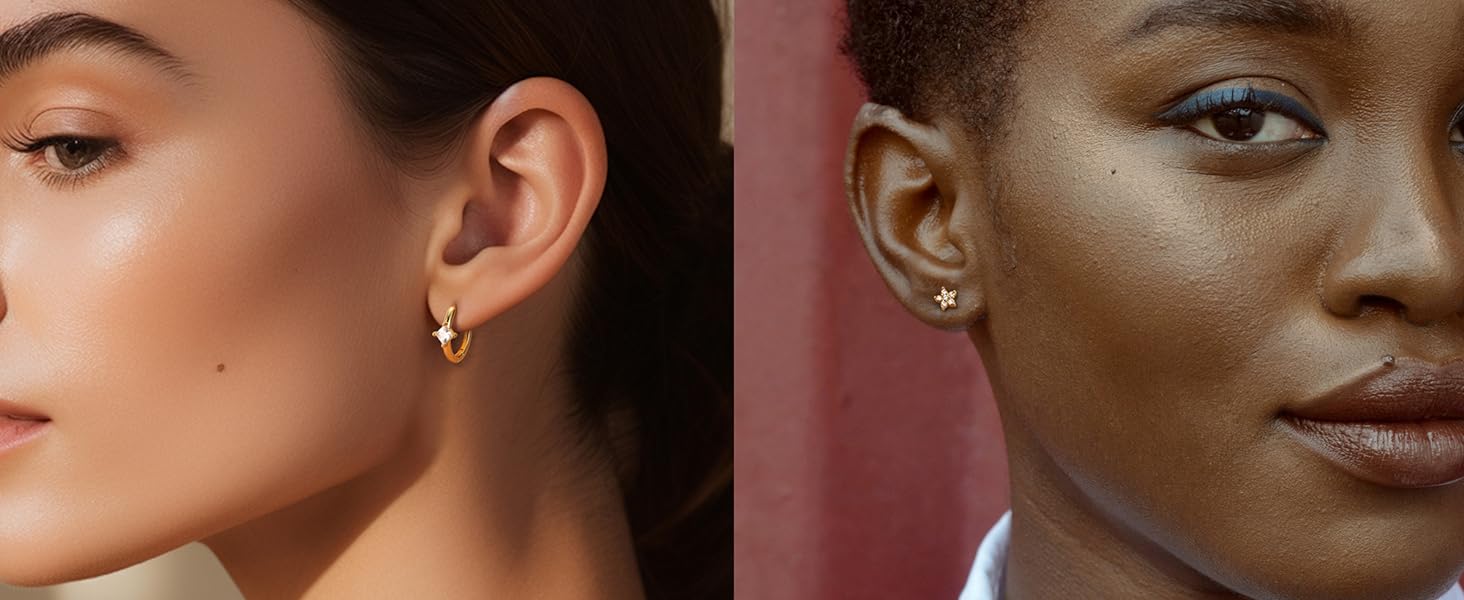 Jstyle 14K Gold Plated Earrings for Women Earrings for Multiple Piercings Cartilage Stud Small Hoop Dainty Earrings Set Jewelry Jstyle 14K Gold Plated Earrings for Women Earrings for Multiple Piercings Cartilage Stud Small Hoop Dainty Earrings Set Jewelry