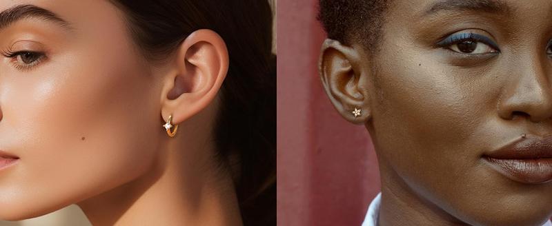 Jstyle 14K Gold Plated  Earrings for Women Earrings for Multiple Piercings Cartilage Stud Small Hoop Dainty Earrings Set Jewelry