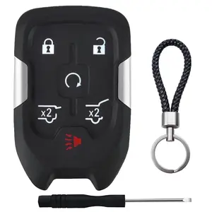 6 Button Key Fob Shell Replacement for Chevy Tahoe Suburban GMC Yukon XL Denali 2015-2020, HYQ1AA Smart Keyless Entry Remote Case Cover