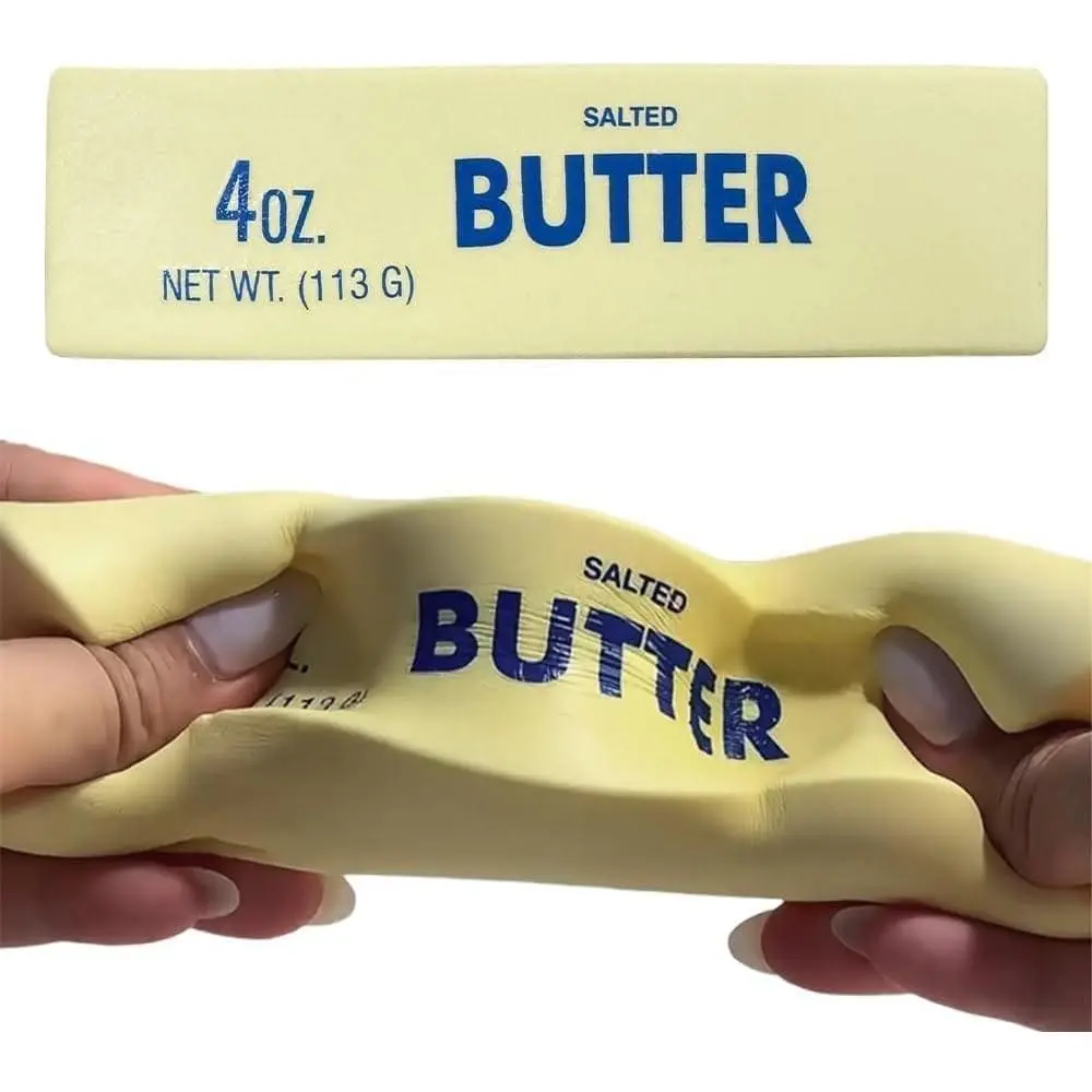 Butter Squeeze Stress Balls - 2026 New Slow Rebound Realistic Butter Stick Soft Squeeze Toys, Stress Relief Fidget Toy for Adults Kids, Wet Slow Rebound Stress Relief Toy (Yellow, 1 Pack)