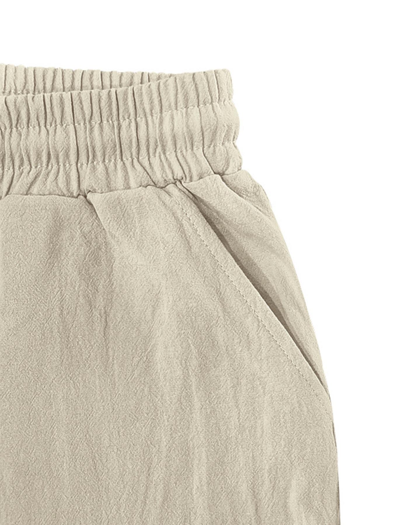 Men's Linen Fashion Fitted Work Shorts, Multi-Pocket Design with Drawstring Waistband, Casual Vacation & Daily Wear Essential